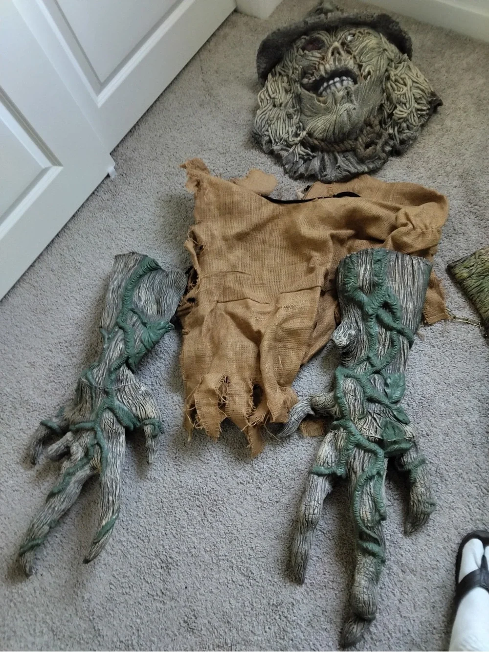 Brown and Green Reptile Costume Top with Detailed Mask and Arms